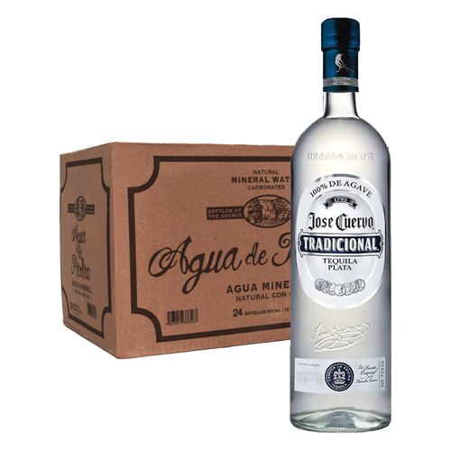Pack 24 Agua de Piedra con Gas 360 ml + Tequila Jose CuervoTradicional Plata 950 ml