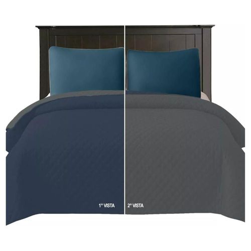 Colcha Ligera King Size Castelog Azul Marino/Gris - R0182