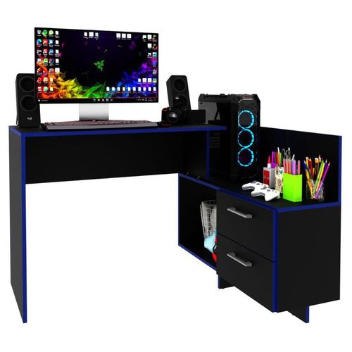 ESCRITORIO GAMER 2 CAJONES NEGRO/AZUL ME4179.0005