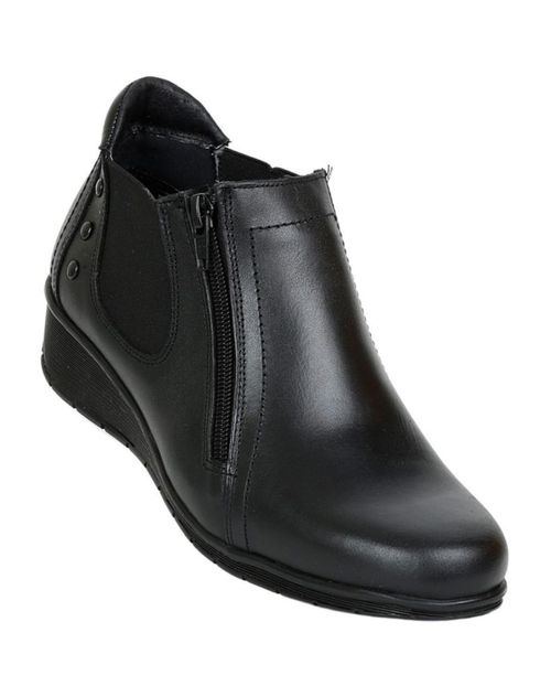 Botin Mujer Casual Cuña Negro Piel Epidemia 21002700