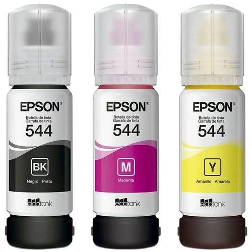 Kit de Botellas de Tintas Epson 544, Color Negro, Magenta y Amarillo