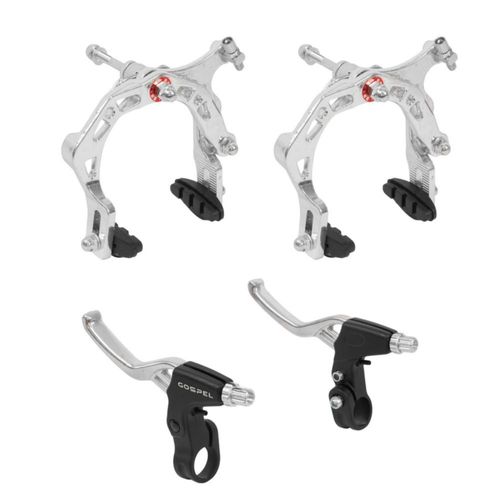 Juego de frenos caliper para bicicleta BMX de aluminio plata con palancas de freno negras Gospel