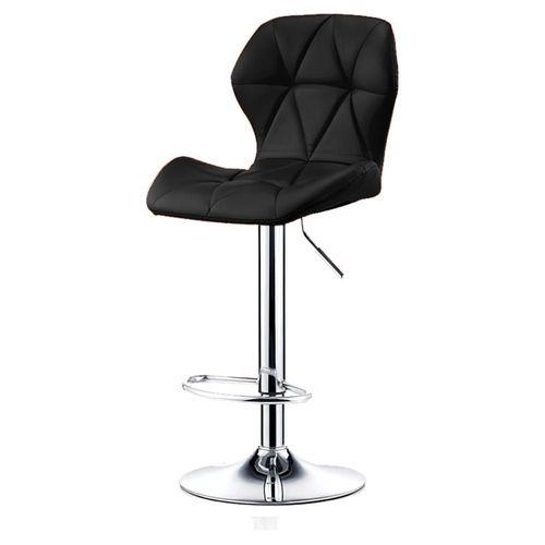 Silla de bar acolchada con respaldo geométrico negro