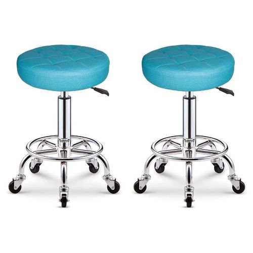 2 Sillas de bar taburete celosía ajustable con ruedas azul brillante