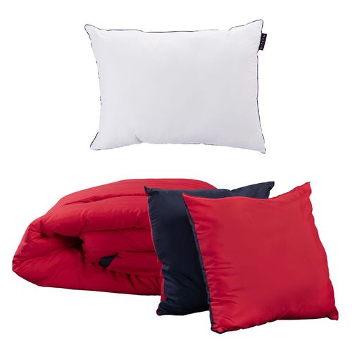 Set Edredón Individual Dicasa Couzy Azul/Rojo + Almohada One CZD