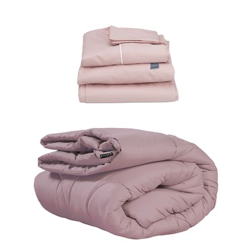 Edredón Queen Size Dicasa Homy Lila + Sábanas  Royal Rosa Claro  CZD