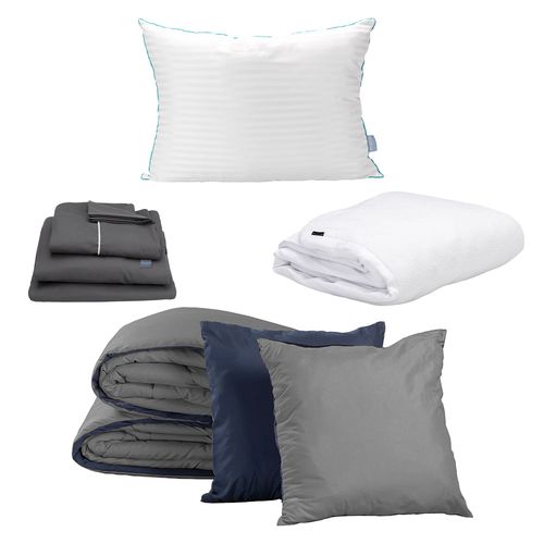 Set Edredón Individual Dicasa Couzy Azul /Gris + Blancos CZD