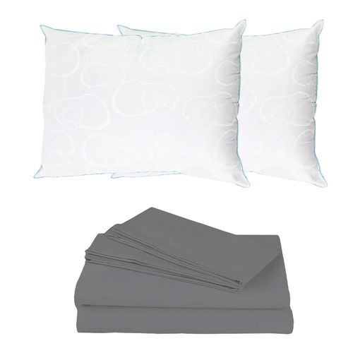 Juego de Sábanas Matrimonial Spring Air Grey + 2 Almohadas Osos CZD
