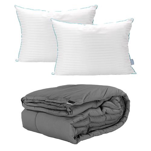 Edredón King Size Dicasa Homy Gris Oscuro + Almohada Royal Twin CZD