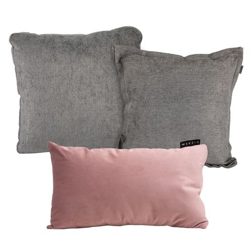 Set de 3 Cojines 1Kappa Gris + 1Zita Gris + 1Delta Palo de Rosa CZD