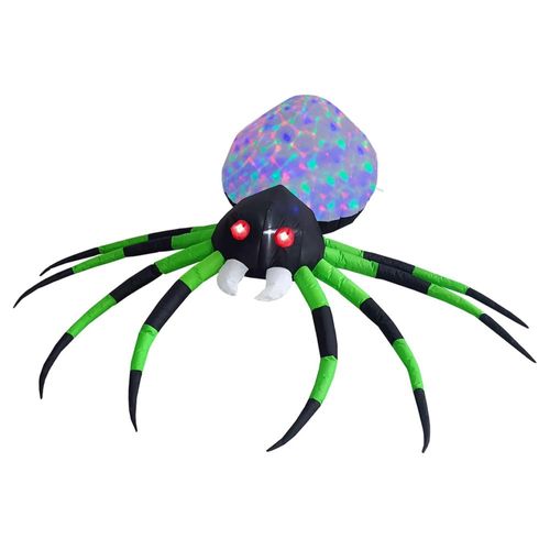 Inflable Halloween araña spider Verde ojos led + multiled