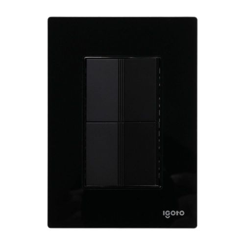 Placa armada cristal 2 apagadores sencillos 1.5 módulos negro