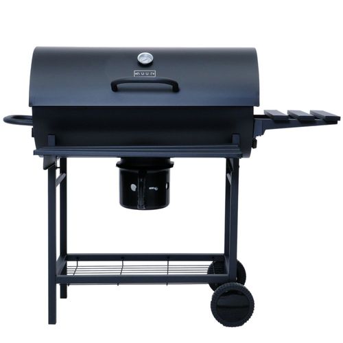 ASADOR DE CARBON TIPO BARRIL CON MESAS DE TRABAJO Y TERMÓMETRO - 45" LARGO