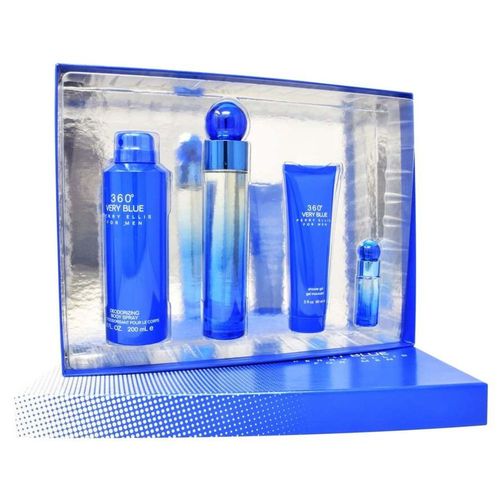Set 360º Very Blue 4Pzs 100ml Edt Spray+Shower Gel 90ml+Desodorante 200ml Spray+7.5ml Edt Spray