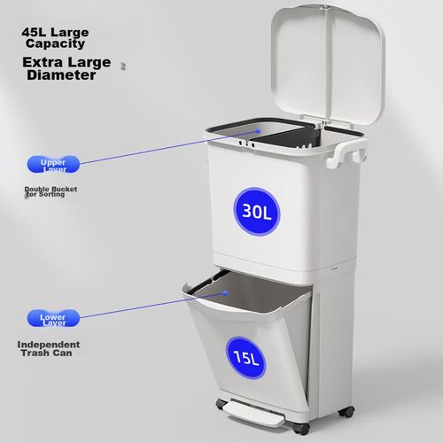 Contenedor de basura doble compartimiento 45L