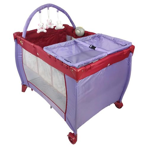 Cuna Corral Bebe Plegable,Mosquitero,Cambiador,Vibra,Sonido Morado