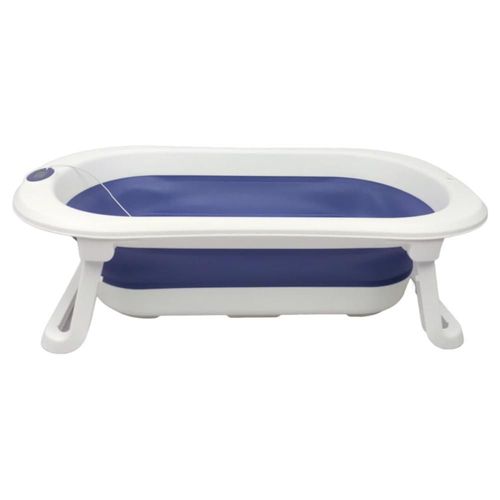 Bañera para Bebe Tina de Baño Plegable y Compacta Termometro Azul