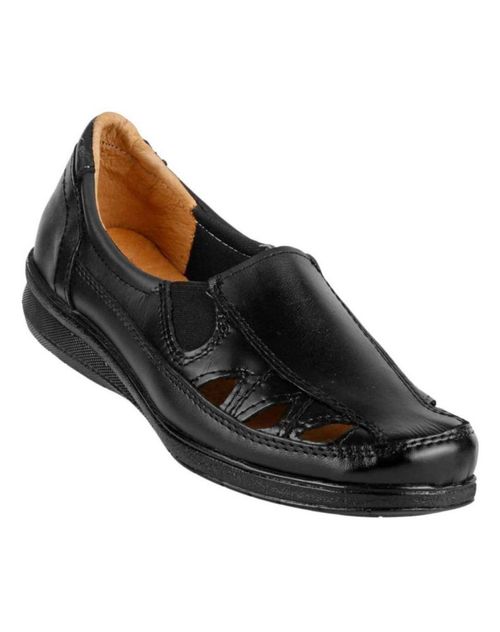 Zapato Mujer Confort Piso Negro Piel Calzado Amparo 05304001