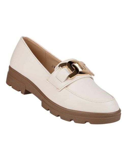 Zapato Mujer Mocasin Casual Crema Stfashion 04804102 Beige