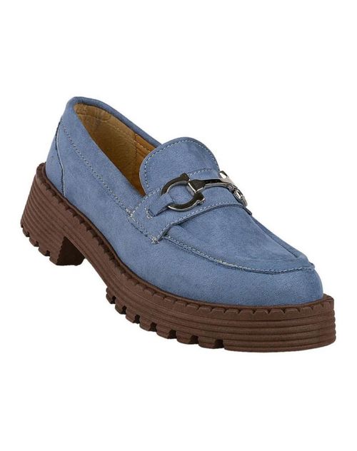 Zapato Mujer Mocasin Casual Tacon Azul Stfashion 19504100