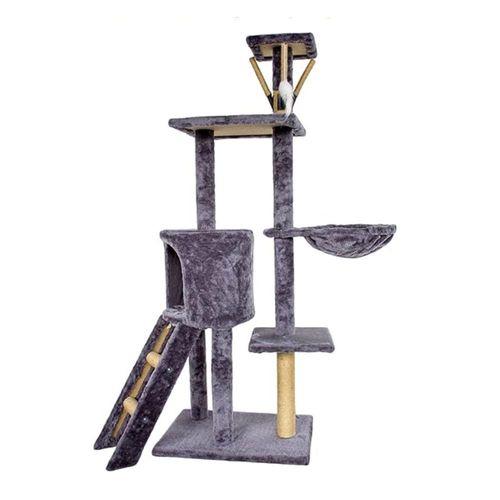 Torre para Gatos Bluelander 1.3 M Gris con Rascador, Hamaca y Cueva