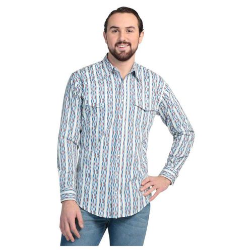 Camisa Regular Fit Manga Larga Wrangler Hombre 920 Turquesa