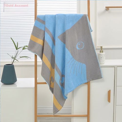 Toalla de baño estampado gato 130x63cm Azul KINGSHORE