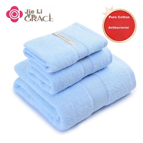 Juego de toallas de baño, manos y pañuelo 3pzas Azul