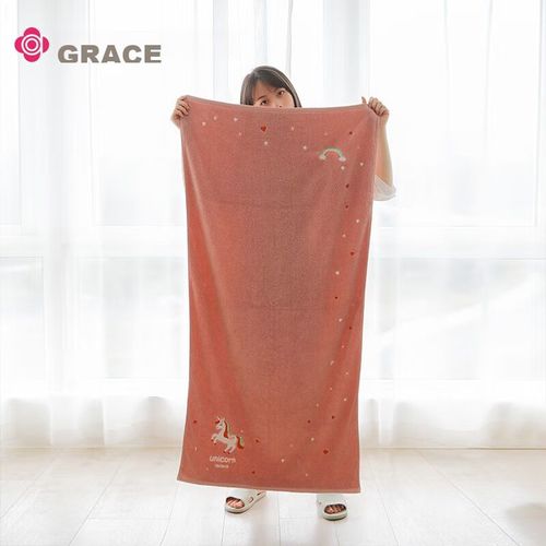 Toalla de baño de algodón unicornio 70x135cm Rosa