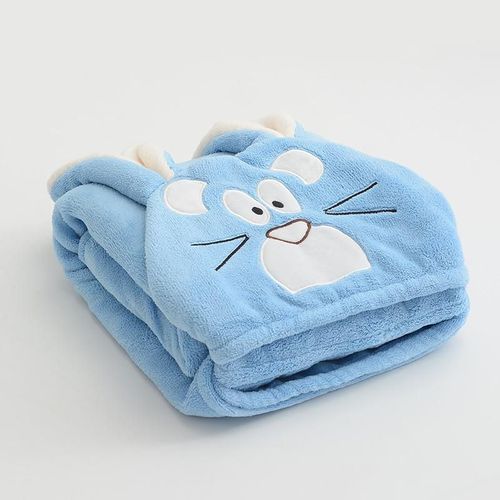 Toalla de baño para niños con gorra conejo Azul