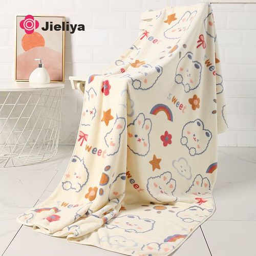 Toalla de baño polar estampado conejo 90x170cm