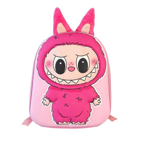Mochila escolar infantil color fucsia de Labubu, doble cierre