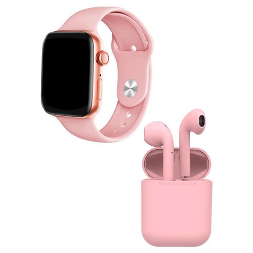 SET DE SMARTWATCH Y AUDÍFONOS INALÁMBRICOS ROSA