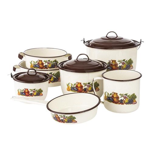 Batería de Cocina 10 Pz Popular Sofía Crema/Café Cinsa