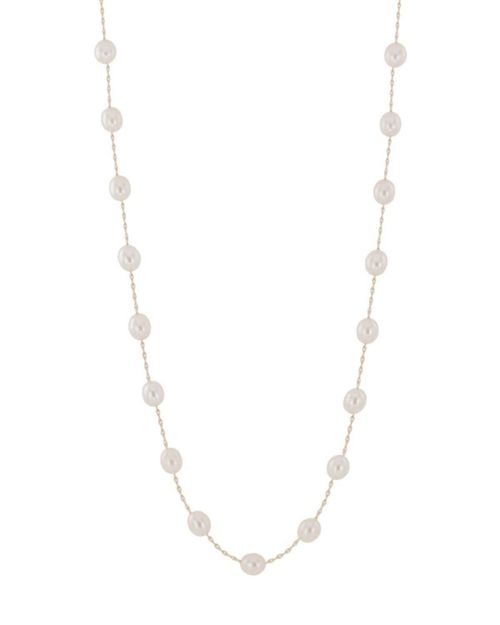 COLLAR ORO AMARILLO 14K CON PERLAS BLANCAS 45.5CM