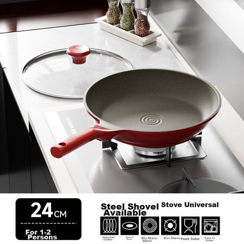 Sartén antiadherente de titanio 24cm Rojo Honcook