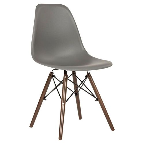 Set de 4 Sillas de Comedor Eames Hogar Grises Patas Nogal