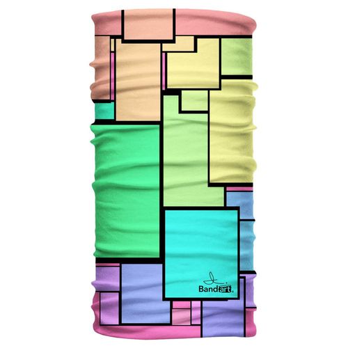 Bandana Multifuncional Tubular Bandart Cuadros Color Pastel Tipo Buff