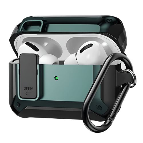 FUNDA PARA AIRPODS CARCASA ECOMLAB USO RUDO TODO LOS MODELOS VERDE PRO