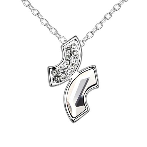 Dije con cadena Ocean Heart, Baño oro blanco, 18K, ACJ7-14-78