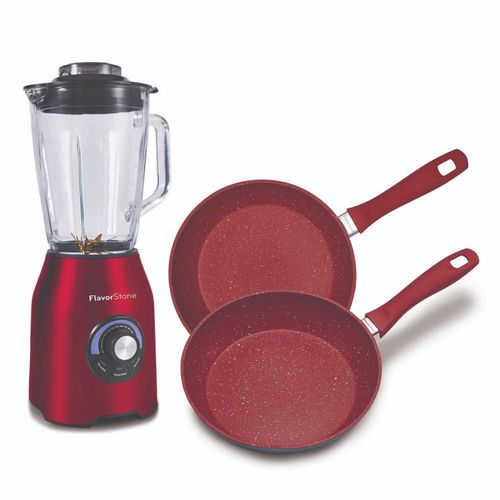 Combo Licuadora y 2 Sartenes Quartz Cherry Flavorstone
