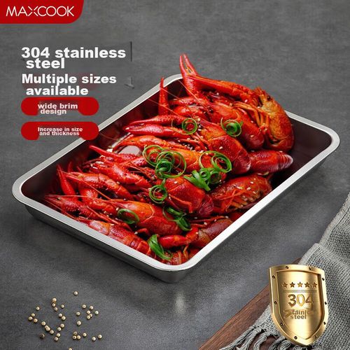 Charola cuadrada profunda 50cm Acero inoxidable MAXCOOK