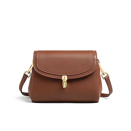 Bolso cruzado Viney de piel de vaca café para mujer