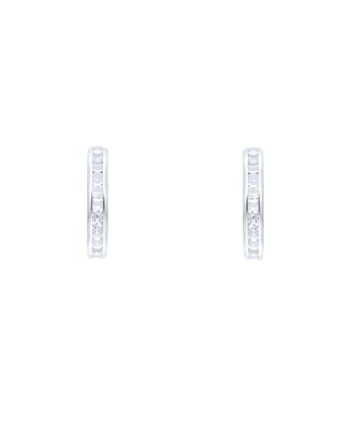 Arracadas de Oro Blanco 14K con Zirconias 10Mm