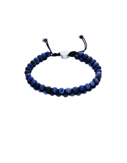 Pulsera con Aplicaciones de Acero con Cuentas de Piedra Agata para Caballero