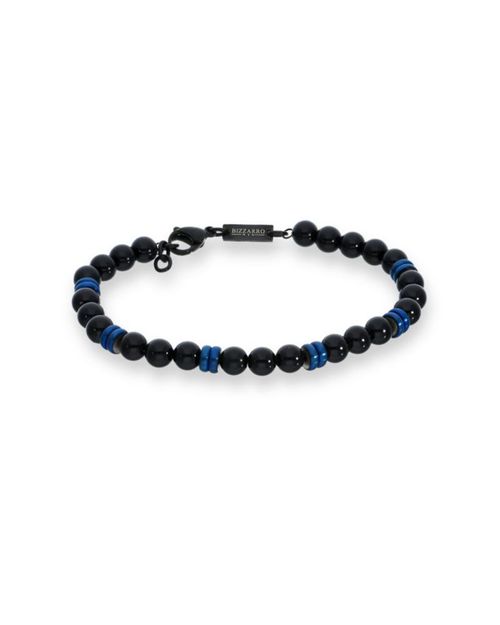 Pulsera Con Aplicaciones De Acero Azul Con Onix Para Caballero