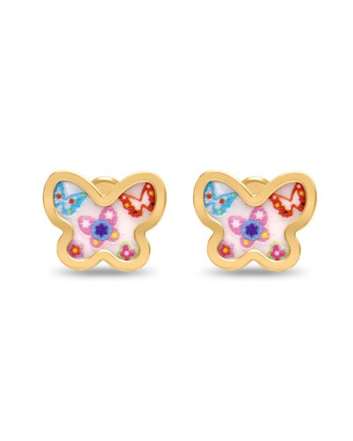 Broqueles Mariposa Oro Amarillo 14K NÃ¡car PRB-57-A