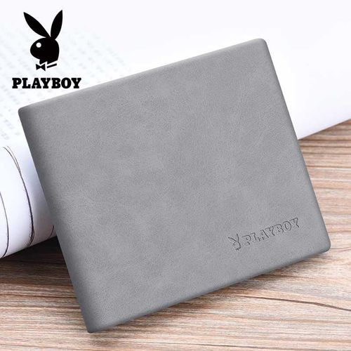 Cartera corta PLAYBOY de PU gris para hombre