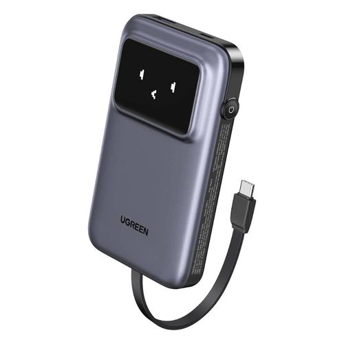 Batería portatil 10,000mAh UGREEN USB C Robot 30W Pantalla TFT Gris