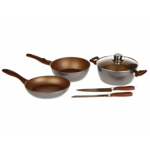 Juego de sartenes Acero Inox Master Set Cobre con cuchillos Flavorstone 6 piezas 3336049